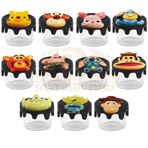 Glass Container - Silicone Drip Lid w/Character 6ml