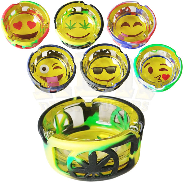 Silicone & Glass Emoji Ashtray