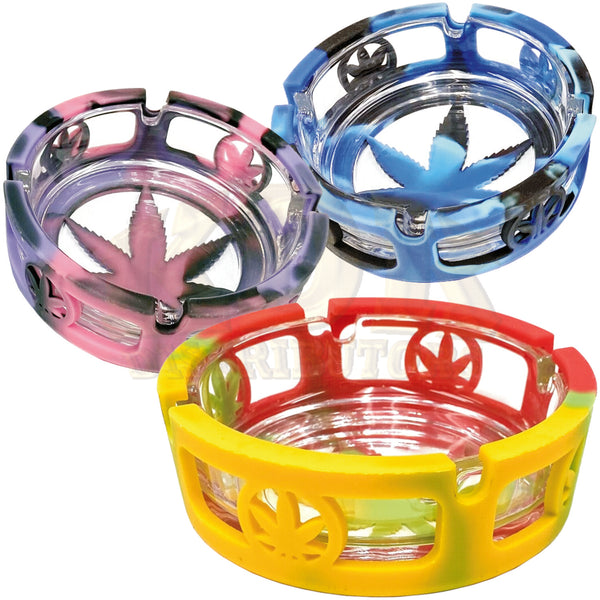 Silicone & Glass Leaf Ashtray