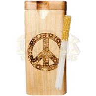 Wood Dugout - Engraved Peace w/Flowers
