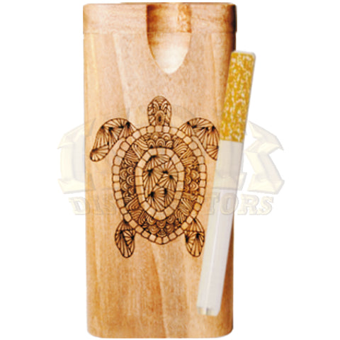 Wood Dugout - Engraved Turtle