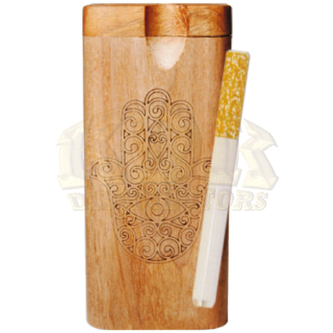 Wood Dugout - Engraved Hamsa Hand