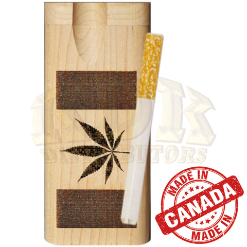 Wood Dugout - Engraved Cannabis Flag