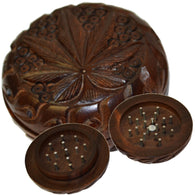 Wood Grinder - Carved Leaf 30mm 2 Piece