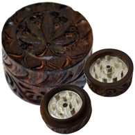 Wood Grinder - Carved Leaf 40mm 2 Piece