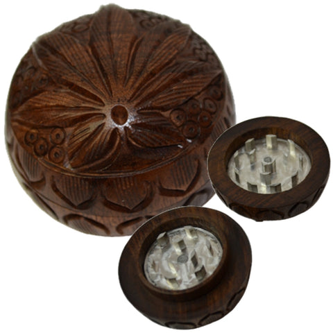 Wood Grinder - Carved Leaf 40mm 2 Piece