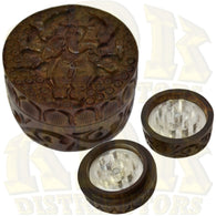 Grinder - Carved Baba Wood 50mm 2 Part