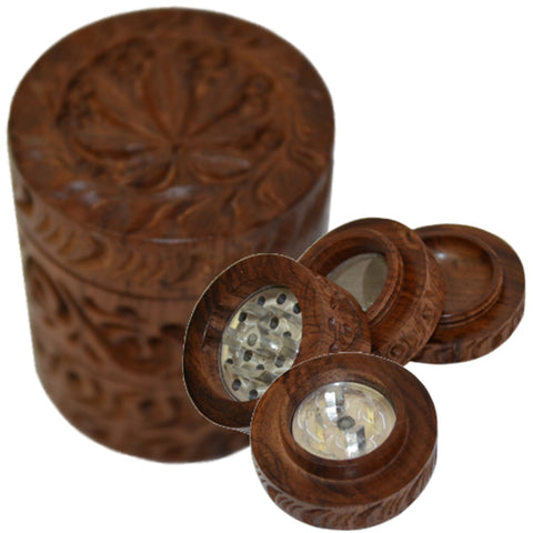 Wood Grinder - Carved Leaf 30mm 4 Piece