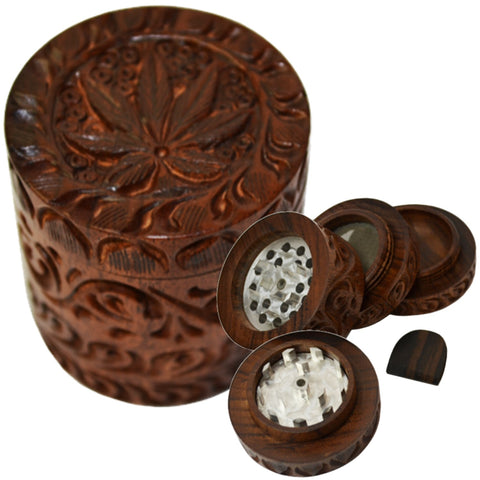 Wood Grinder - Carved Leaf 40mm 4 Piece