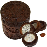 Wood Grinder - Carved Leaf 50mm 4 Piece