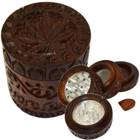 Wood Grinder - Carved Leaf 50mm 4 Piece