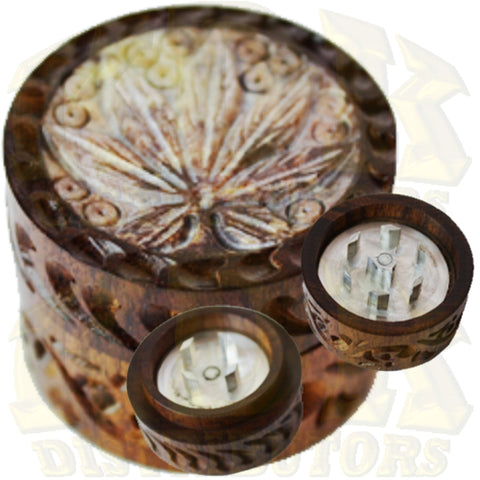 Wood/Stone Grinder - Carved Leaf 30mm 2 Piece