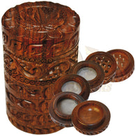 Grinder - Carved Leaf R/W 40mm 6 Part w/3 Screens