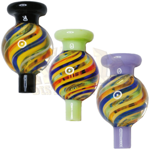 Glass Ball Carb Cap - US Colour, 3 Colour Swirl