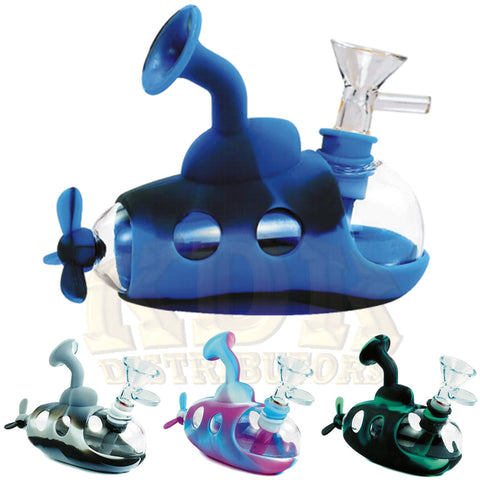 Silicone/Glass Water Pipe - Submarine 5 Inches