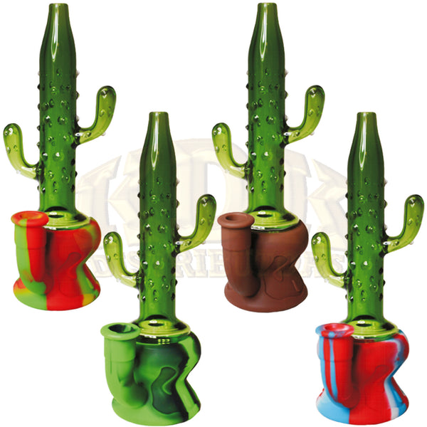 Silicone/Glass Water Pipe - Cactus Jack 8.5 Inches