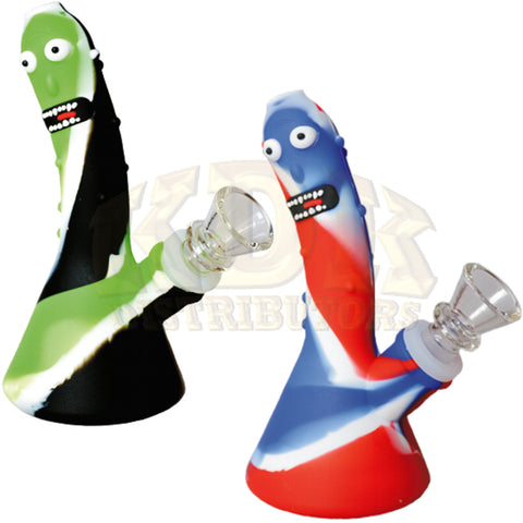 Silicone Water Pipe - Pickle Rick 6"
