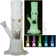 Silicone Water Pipe - Skull Tree 9" GLOW