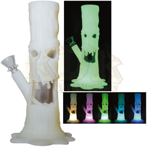 Silicone Water Pipe - Skull Tree 9" GLOW