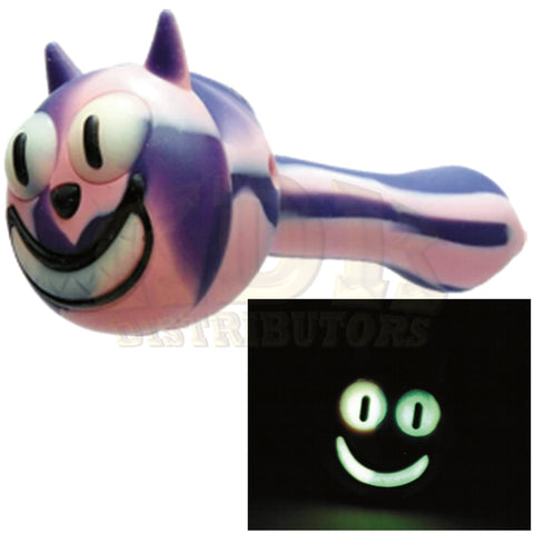 Silicone Chesire Cat Hand Pipe - GLOW