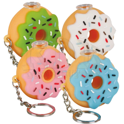 Silicone Hand Pipe Donut Keychain