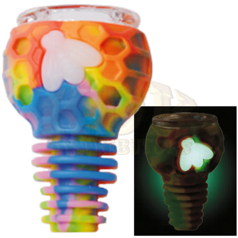 Silicone Bowl - Honeycomb w/GLOW BEE 14/18mm