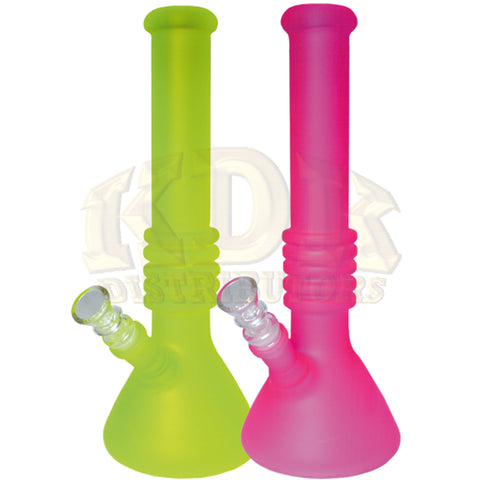 Water Pipe 11.5" -  Frosted Coloured Beaker, 14mm Female