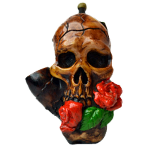 Medium Pipe - Rose Skull Hand Crafted