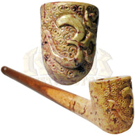 Wood/Stone Hand Carved Hand Pipe - Ohm