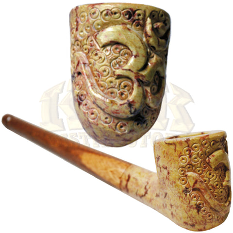 Wood/Stone Hand Carved Hand Pipe - Ohm