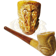 Wood/Stone Hand Carved Hand Pipe - Cobra