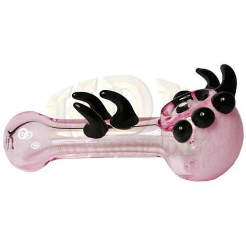 Pipe - 4.5" Horned Design Pink & Black