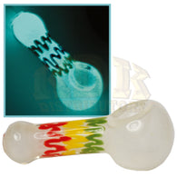 Pipe - 3.5" Rasta Line Glow In The Dark