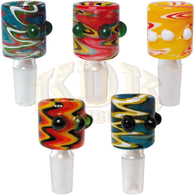 Glass Bowl - US Colour Zig Zag 14mm Male