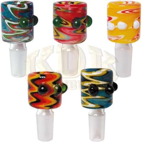 Glass Bowl - US Colour Zig Zag 14mm Male
