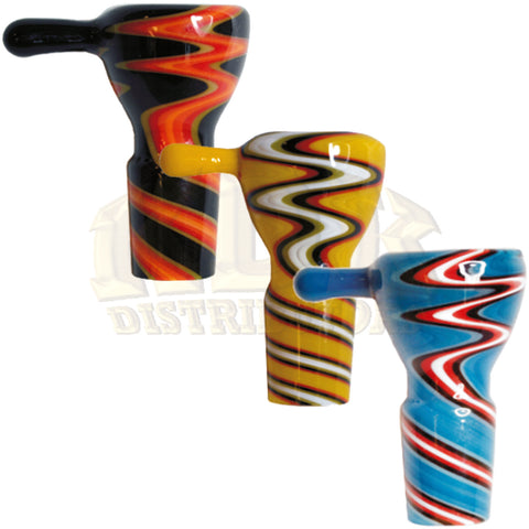Glass Bowl - US Colour Zig Zag 19mm Male