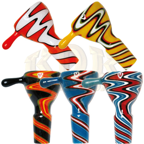 Glass Bowl - US Colour Zig Zag 14mm Male