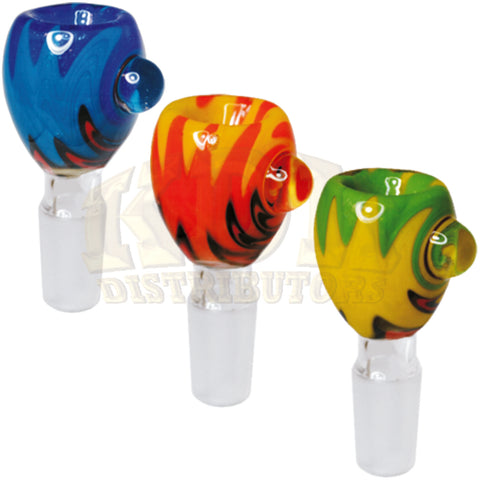 Glass Bowl - Spiral Wig Wag 14mm Male