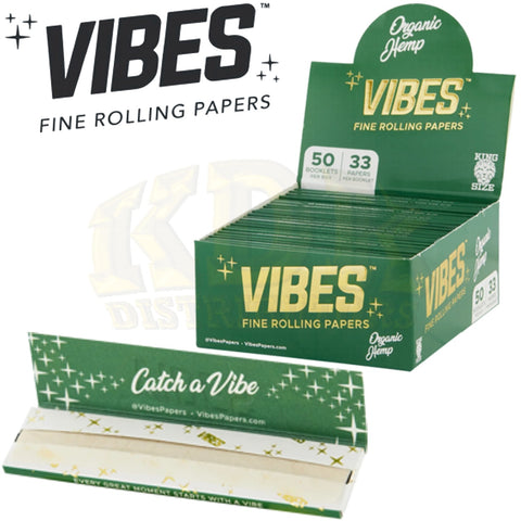 Vibes King Size Organic Hemp Papers Green