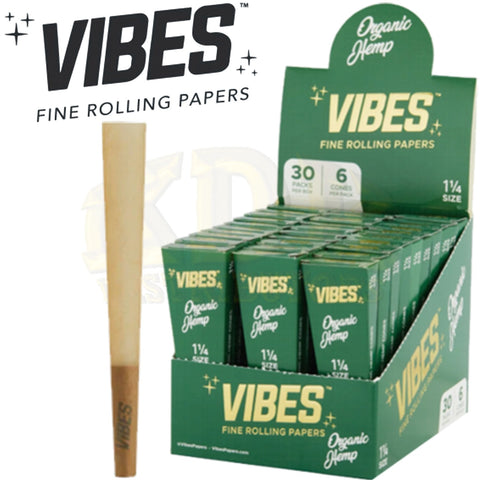 Vibes Cones 1 1/4 Organic Hemp Papers Green