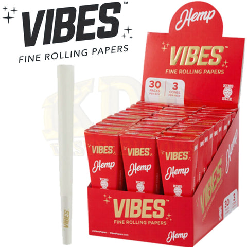 Vibes Cones King Size Hemp Papers Red