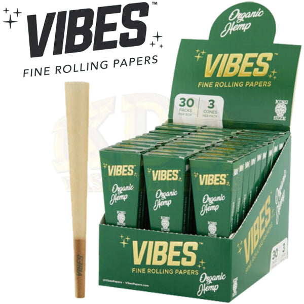Vibes Cones King Size Organic Hemp Papers Green