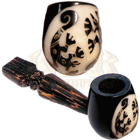 Tagua Pipe - Dual Geckos Hand Crafted
